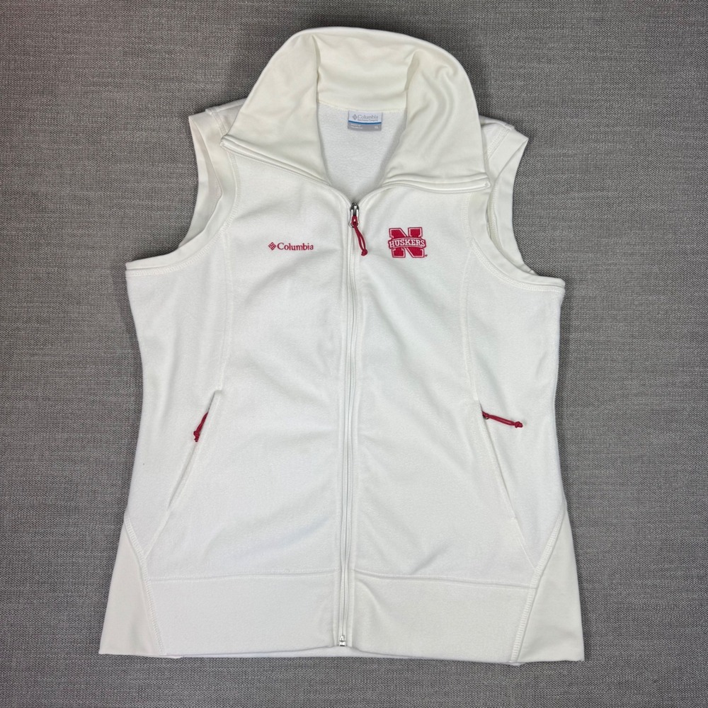 Columbia Nebraska Huskers Fleece Vest Womens XL White XL NCAA College Football